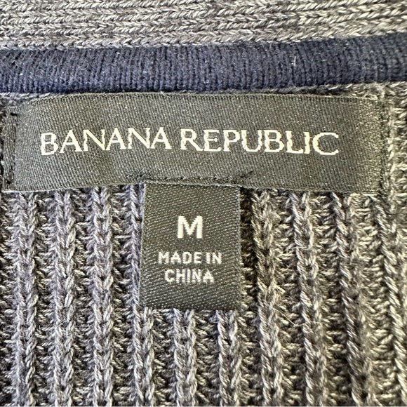 Banana Republic men's shawl-collar cardigan in a gray Textured Ribbed Knit Sz M - Picture 3 of 7